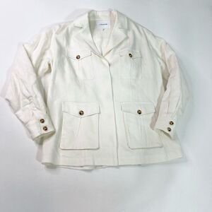 Frame Cargo Jacket Womens Small White Notch Lapel Concealed Front Button-Up
